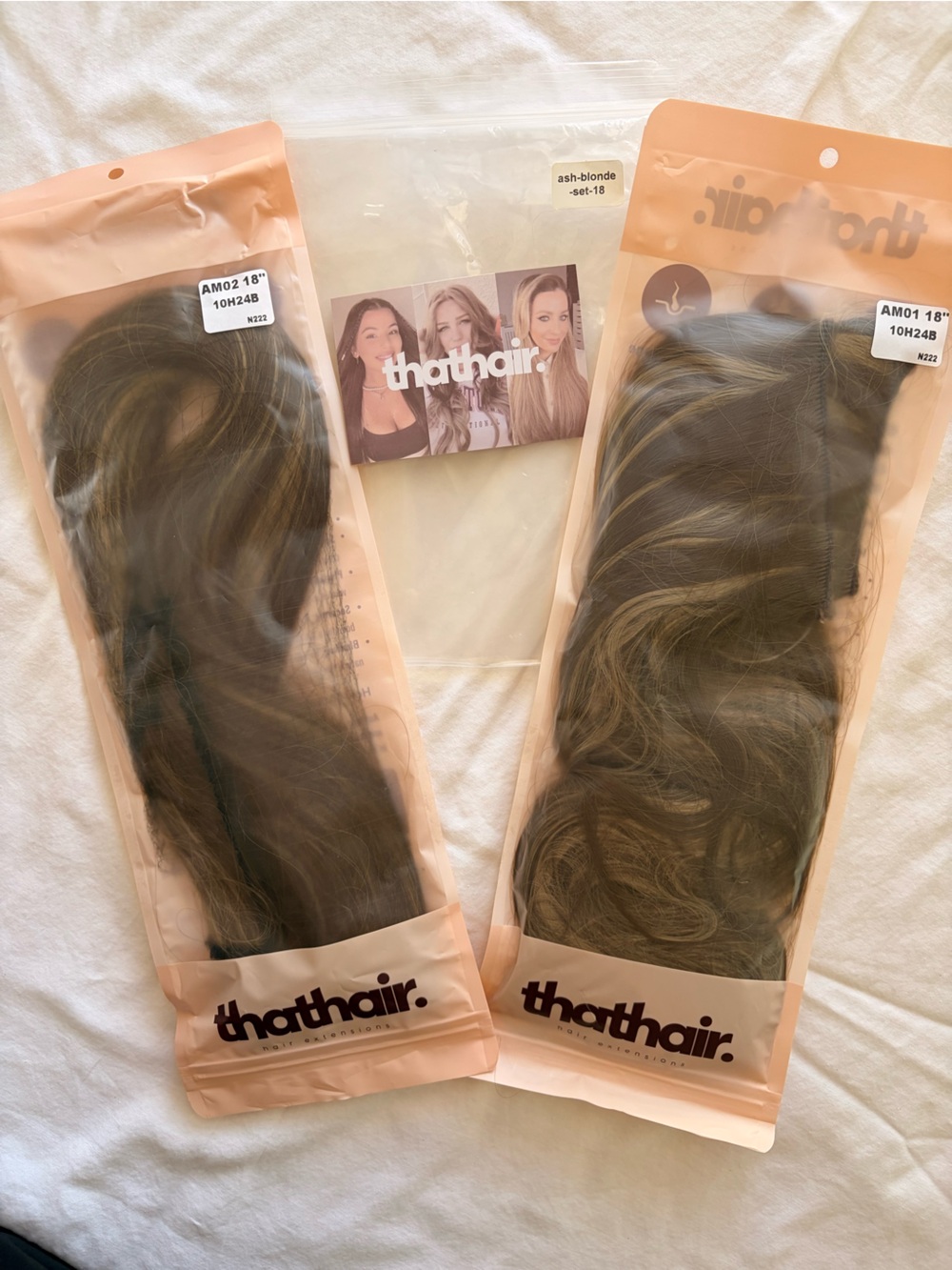 ThatHair 18” Halo Hair Extensions Bundle Straight & Wavy Synthetic Hair